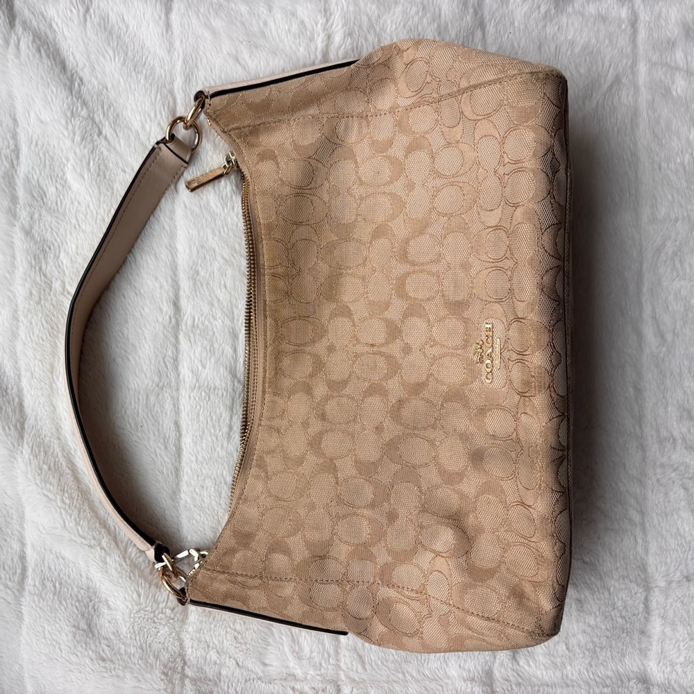 Coach Celeste Hobo Bag | Signature Canvas Khaki Beige | F58284 Shoulder Bag